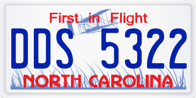 NC license plate DDS5322