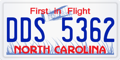 NC license plate DDS5362