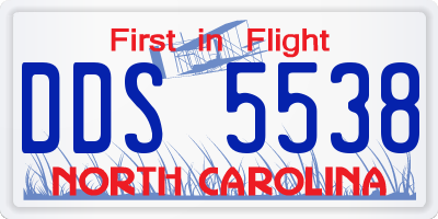 NC license plate DDS5538