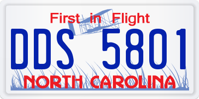 NC license plate DDS5801