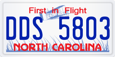 NC license plate DDS5803