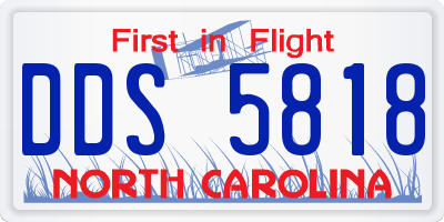 NC license plate DDS5818