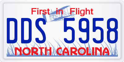 NC license plate DDS5958