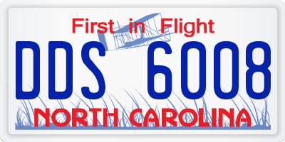 NC license plate DDS6008