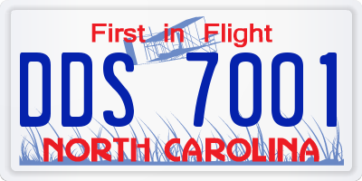 NC license plate DDS7001