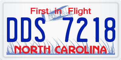 NC license plate DDS7218