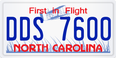 NC license plate DDS7600
