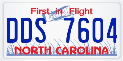 NC license plate DDS7604