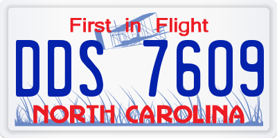 NC license plate DDS7609