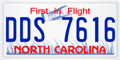 NC license plate DDS7616
