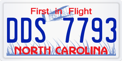 NC license plate DDS7793