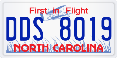 NC license plate DDS8019