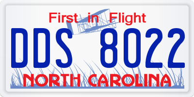 NC license plate DDS8022