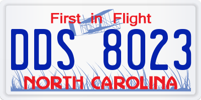 NC license plate DDS8023