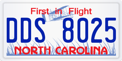 NC license plate DDS8025