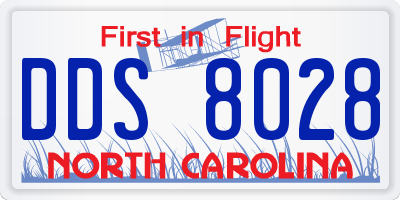 NC license plate DDS8028