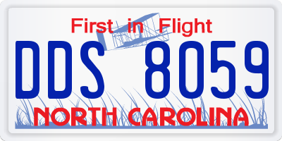 NC license plate DDS8059