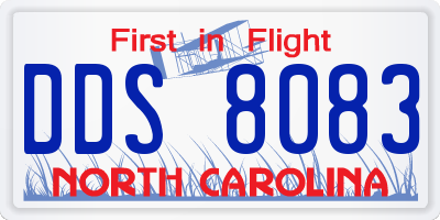 NC license plate DDS8083