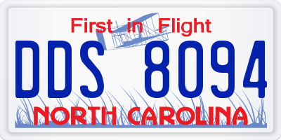 NC license plate DDS8094