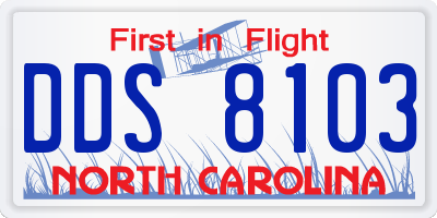 NC license plate DDS8103