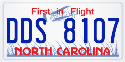 NC license plate DDS8107