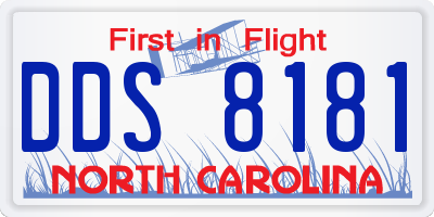 NC license plate DDS8181