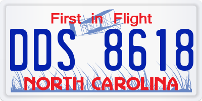 NC license plate DDS8618