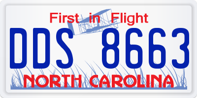 NC license plate DDS8663