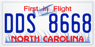 NC license plate DDS8668