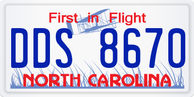 NC license plate DDS8670
