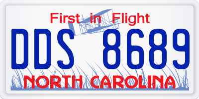 NC license plate DDS8689
