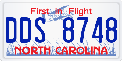 NC license plate DDS8748