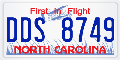 NC license plate DDS8749