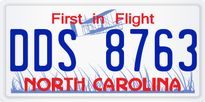 NC license plate DDS8763