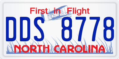 NC license plate DDS8778