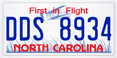 NC license plate DDS8934