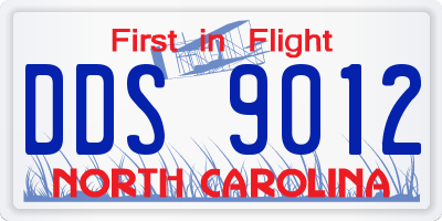 NC license plate DDS9012