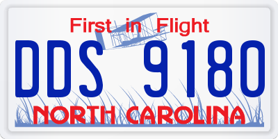 NC license plate DDS9180