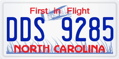 NC license plate DDS9285
