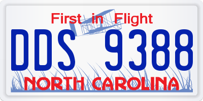 NC license plate DDS9388