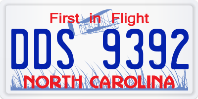 NC license plate DDS9392