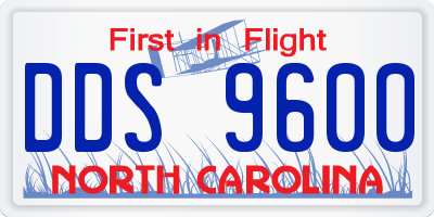 NC license plate DDS9600