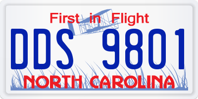 NC license plate DDS9801