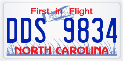 NC license plate DDS9834