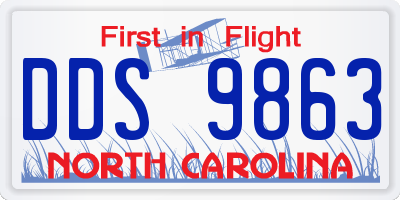 NC license plate DDS9863