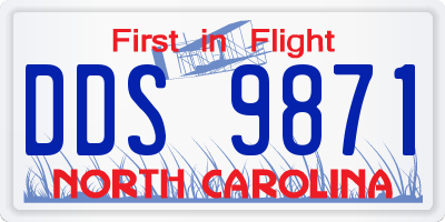 NC license plate DDS9871