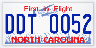 NC license plate DDT0052
