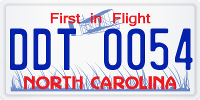 NC license plate DDT0054
