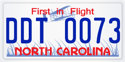 NC license plate DDT0073