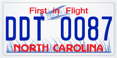 NC license plate DDT0087
